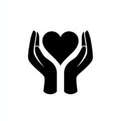 Obraz premium Black heart held by hands illustration on white background