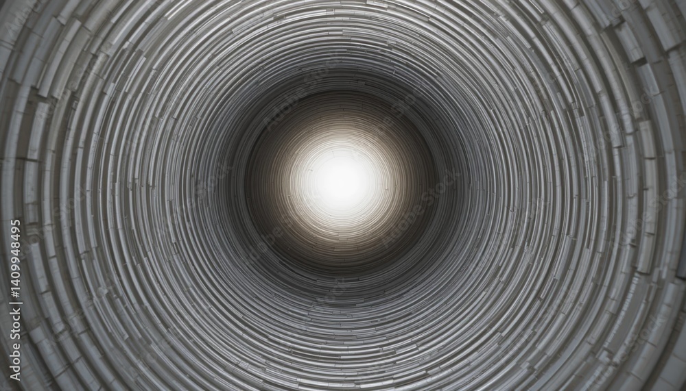 Poster exploring the depths of a concrete pipeline tunnel urban infrastructure 3d visualization industrial 