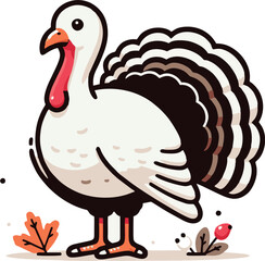 Turkey clip art suitable for Thanksgiving invitations, banners, and social media posts. Festive bird design with leaf and berries