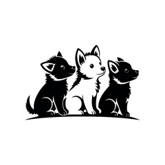 cute puppy silhouette logo vector line art logo design