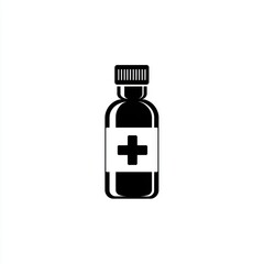 Obraz premium Black medicine bottle with cross symbol vector illustration on white background