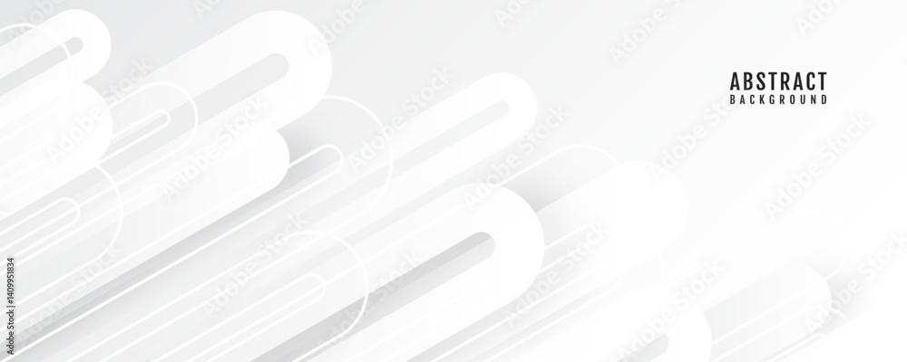 Poster 3d white grey abstract background overlap layer on bright space with cutout shape effect decoration.