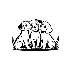 cute puppy silhouette logo vector line art logo design