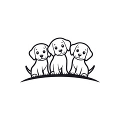 cute puppy silhouette logo vector line art logo design