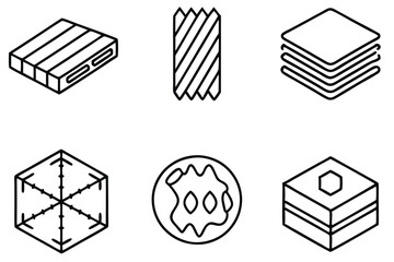 material properties line art representing different textures