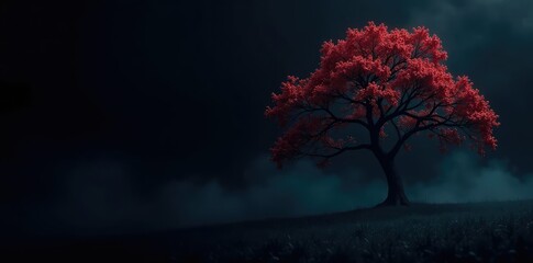 Isolated tree branches on black background with fog, somber, branch