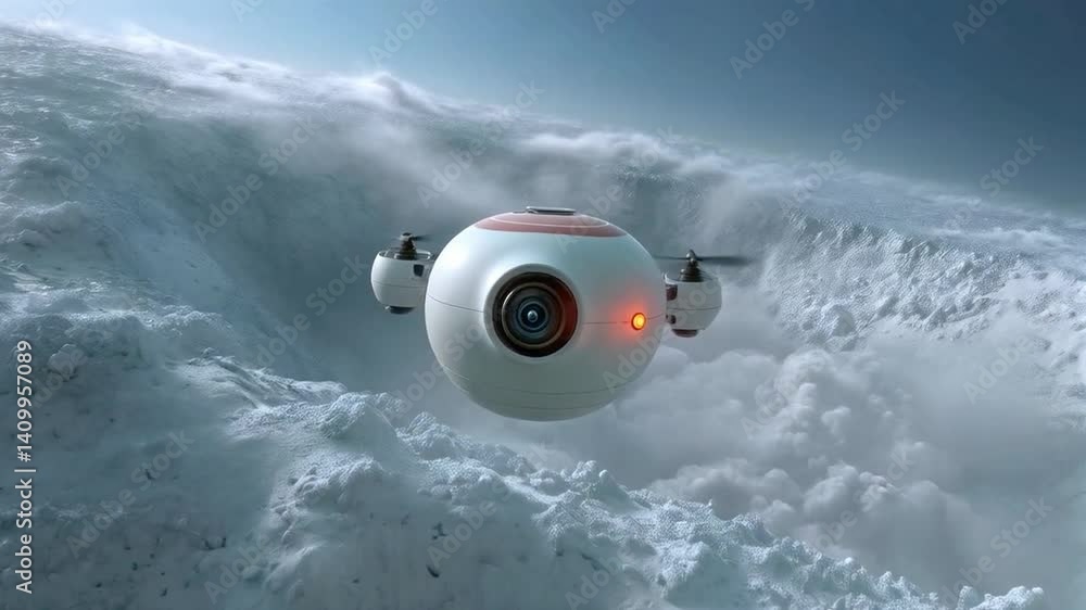 Poster a humanoid explorer navigates an alien landscape, using advanced technology to analyze the environme