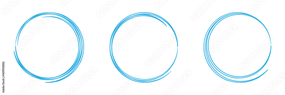Poster hand drawn circle highlighter set. circle, pen draw. vector marker circular lines, doodle round circ