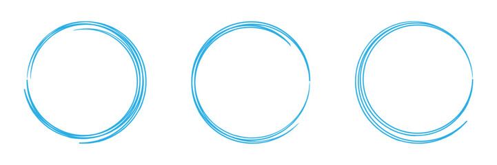 Hand drawn circle highlighter set. Circle, pen draw. Vector marker circular lines, doodle round circles for message note mark design element. Different circles vector illustration.