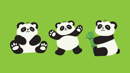 Cute Panda Cartoon Vector, Adorable Animal Character Illustration