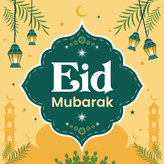 Eid al Adha Mubarak Islamic greeting social media post design
