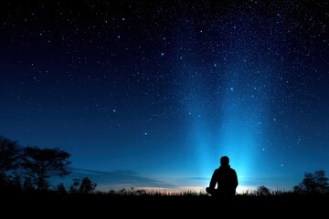 Fototapeta premium PTSD awareness concept with silhouette of a person sitting alone in the dark with storm inside their head
