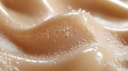 Fototapeta premium Creamy Beige Substance With Bubbles And Droplets