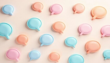 Subtle pastel speech bubble pattern, soft background, peaceful, repeating