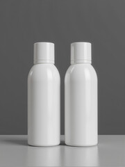 Blank white mockup of commercial spray packaging