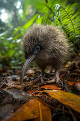 A Kiwi Bird in its Natural Habitat: An Embodiment of Grace and Resilience Amidst Nature's Serenity