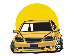 yellow tone 90s car image in vector file graphic