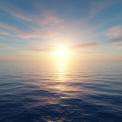 Fototapeta premium Serene Sunset or Sunrise Over Calm Ocean Water Reflection