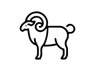 Simple Line Art Illustration of a Ram