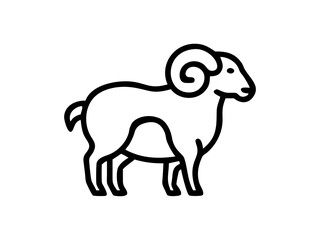 Simple Line Art Illustration of a Ram