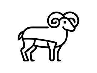 Simple Line Art Illustration of a Ram