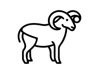 Simple Line Art Illustration of a Ram