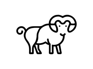 Simple Line Art Illustration of a Ram