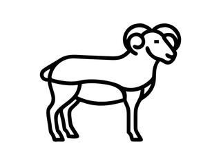 Simple Line Art Illustration of a Ram