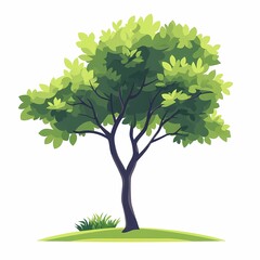 Fototapeta premium Illustrated Tree Silhouette. Vibrant Green Nature and Eco-Friendly Botanical Scene