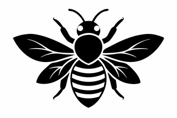 bee silhouette vector illustration black and white