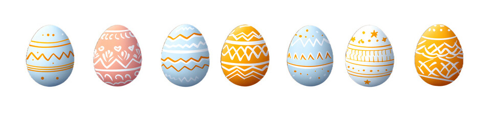 Web banner. Vector illustration of Easter eggs with various colors and pattern designs.