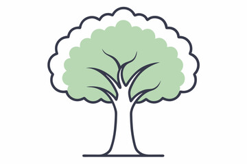 deciduous tree outline vector illustration with white background