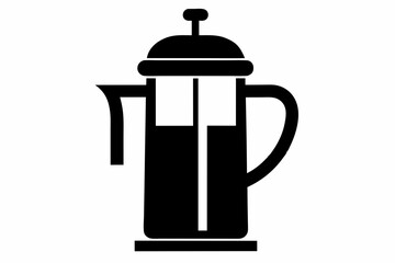 french press coffee maker silhouette vector illustration
