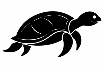 Sea Turtle Silhouette Vector Illustration Black