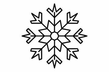 Snowflake Outline Vector Illustration With White