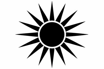 Sun With Rays Silhouette Vector Illustration Black