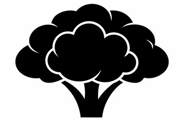 Cauliflower Silhouette Vector Black And White With White