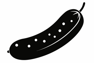 Cucumber Silhouette Vector Black And White With White