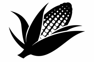Corn On The Cob Silhouette Vector Black And White
