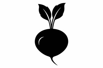 Radish Silhouette Vector Black And White With White