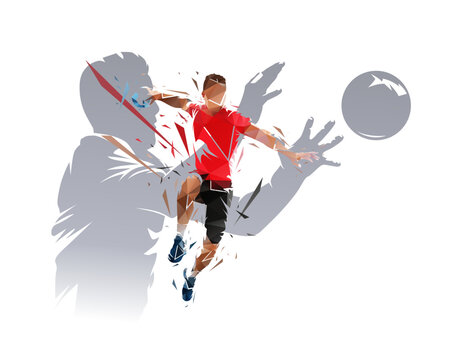Handball collage, group of handball players, isolated vector illustrations. Team sport
