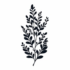 Fototapeta premium Tropical Botanical Illustration of Leaves and Foliage. Monochrome Vector Silhouette Pattern for Home Decor and Design
