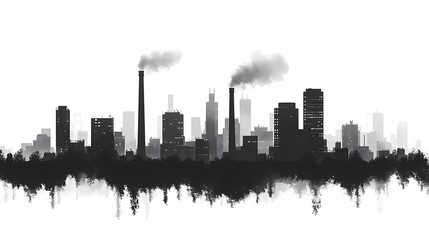 Fototapeta premium Urban Skyline. Industrial Metropolis Reveals Modern Architectural Landscape and Environmental Challenges