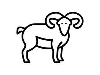 Simple Line Art Illustration of a Ram