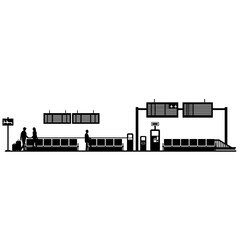 Obraz premium Travel Illustration of a Train Station with Passengers 