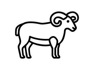Simple Line Art Illustration of a Ram
