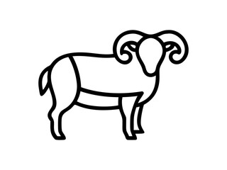 Simple Line Art Illustration of a Ram