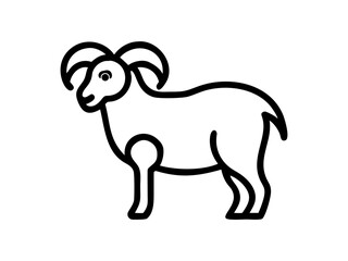 Simple Line Art Illustration of a Ram