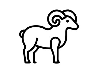 Simple Line Art Illustration of a Ram