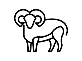 Simple Line Art Illustration of a Ram